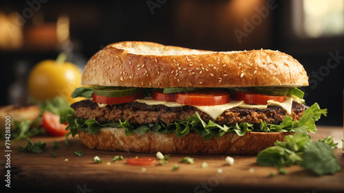 Obraz na płótnie A testy Burger background fast food.