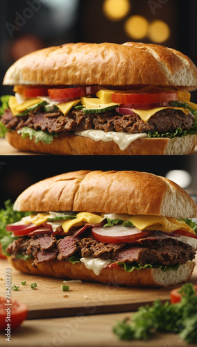 Obraz na płótnie A testy Burger background fast food.