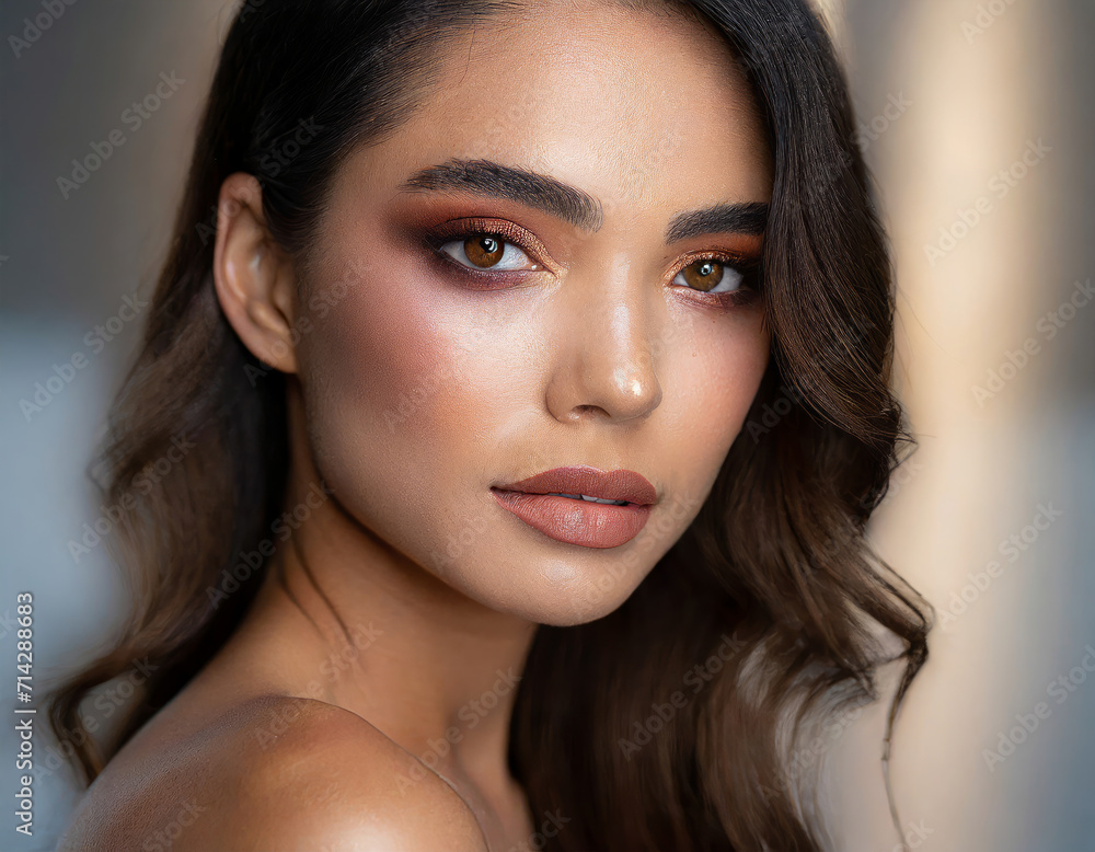 Pretty Brunette Model with Glamorous Makeup and Attractive Style Pretty Brunette Model with Glamorous Makeup and Attractive Style