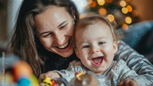 Capturing Joy: Happy Child and Loving Mom