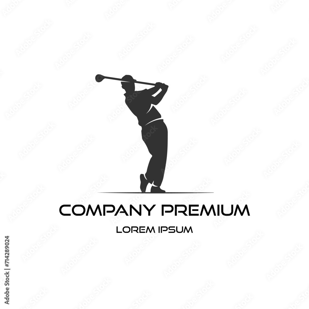 People golfing logo vector on white background People golfing logo vector on white background