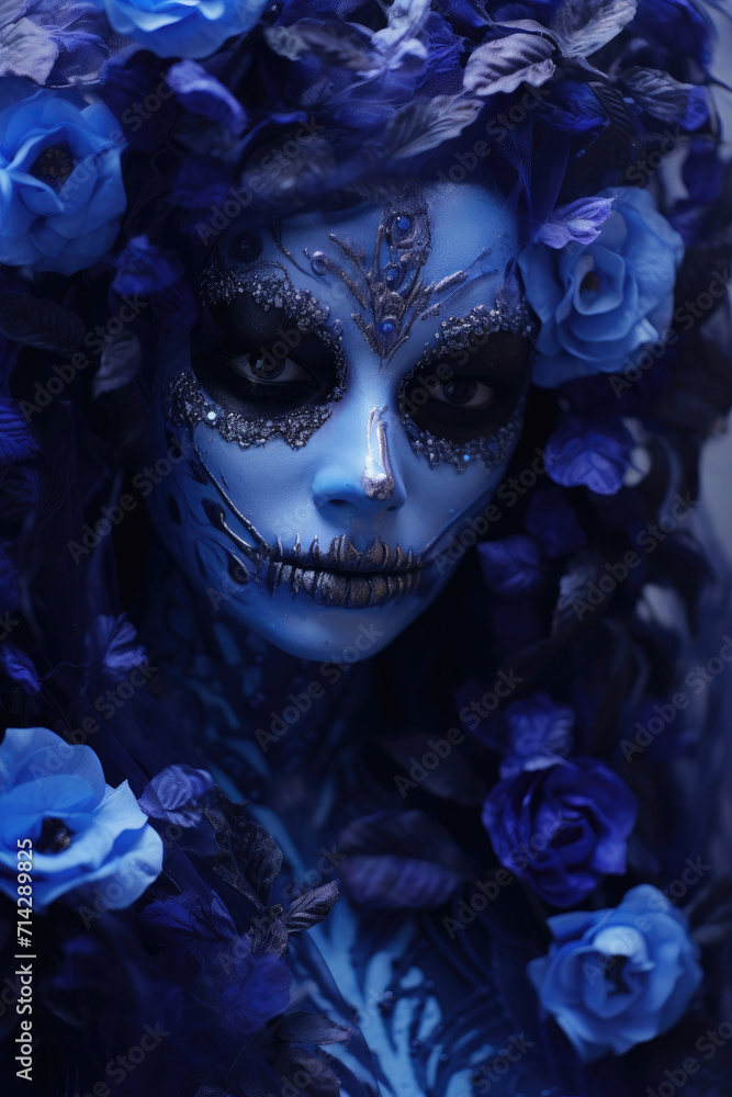 Witch woman surreal for halloween in mystic blue and violet colors Witch woman surreal for halloween in mystic blue and violet colors