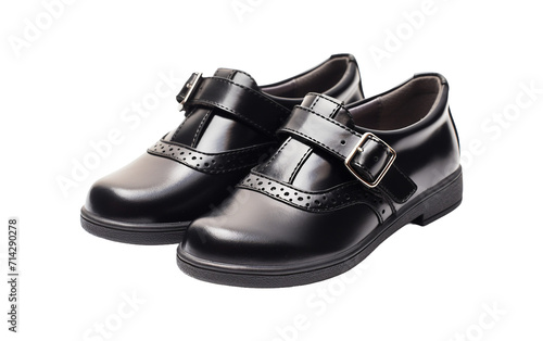 Black T-bar shoes crafted with school requirements in mind Isolated on Transparent Background PNG.