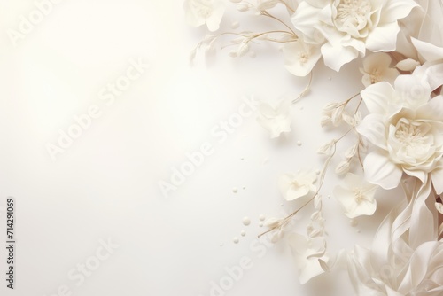 Wedding Background, White Roses, Minimalism, Silk