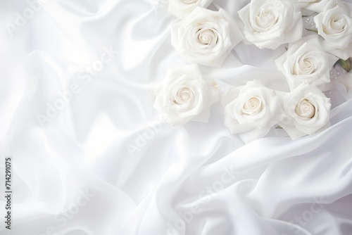 Wedding Background, White Roses, Minimalism, Silk © Olga