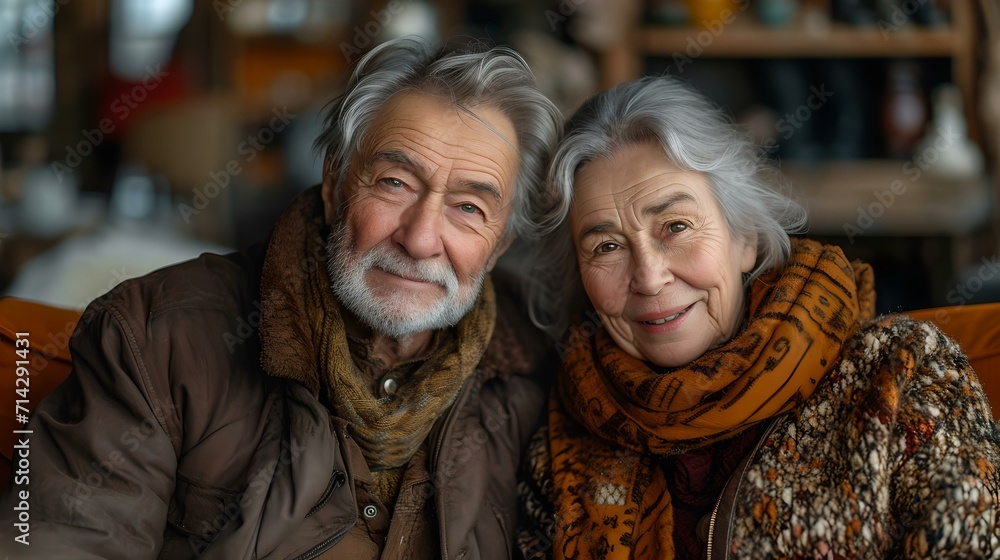 Elderly couple enjoying cozy moments together, radiating love and wisdom. serene elderly pair portrait. AI Elderly couple enjoying cozy moments together, radiating love and wisdom. serene elderly pair portrait. AI
