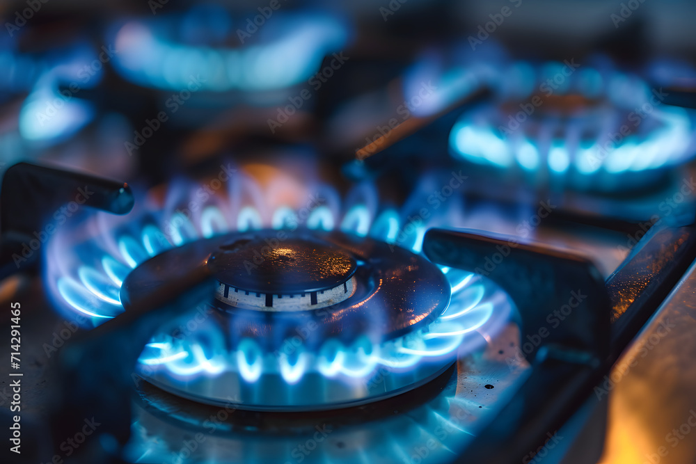 Close-Up of Modern Gas Stove - Generative AI Close-Up of Modern Gas Stove - Generative AI