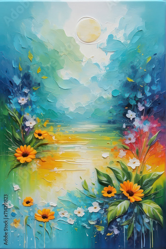 abstract summer oil painting textured background