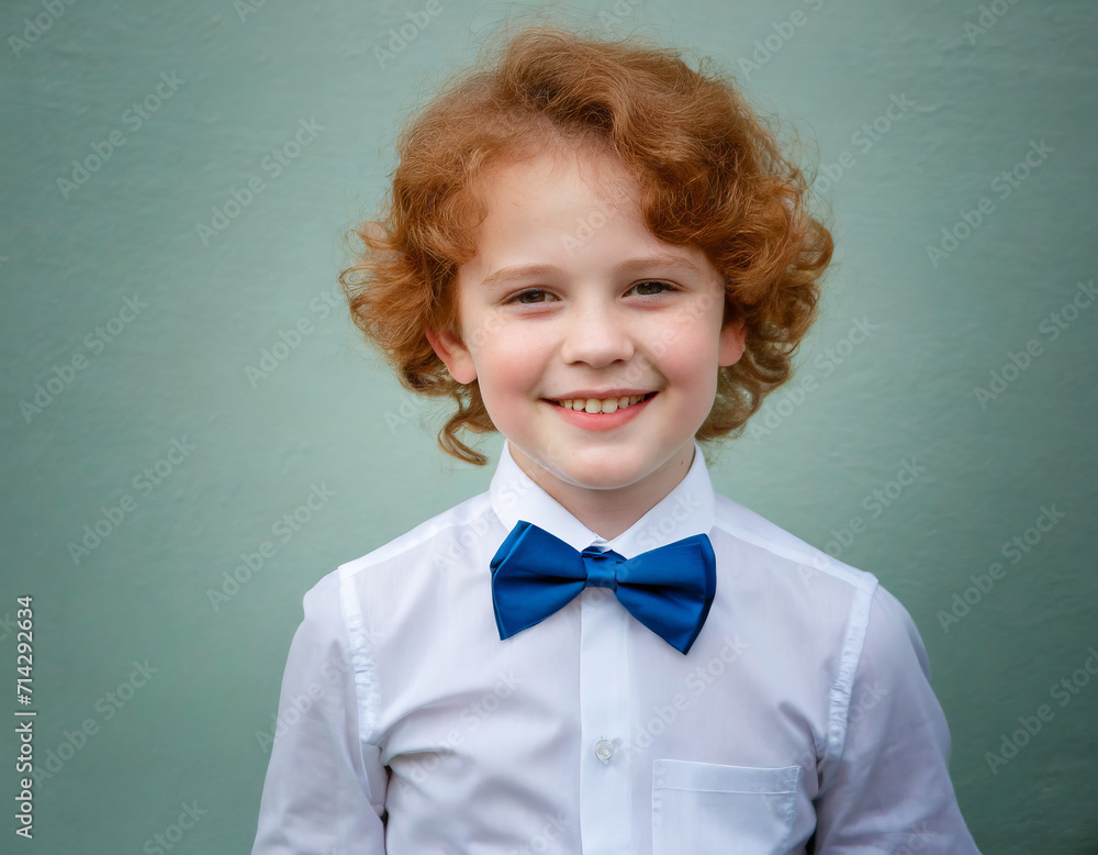 Adorable Curly Haired Boy in Bow Tie Shirt Adorable Curly Haired Boy in Bow Tie Shirt
