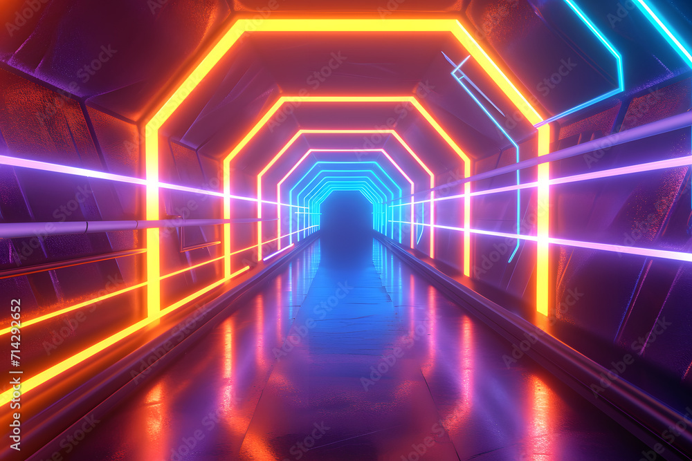 Fototapeta premium Futuristic Graphical Elements: Orange and Blue - Generative AI