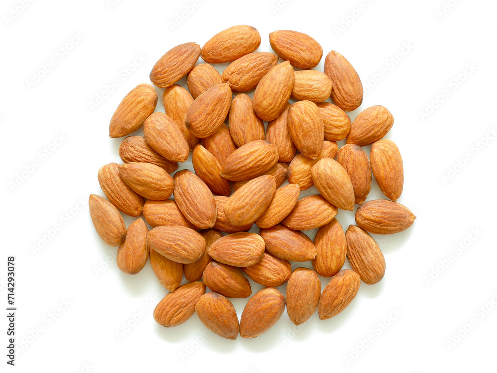 Pile of almonds isolated on white background Pile of almonds isolated on white background