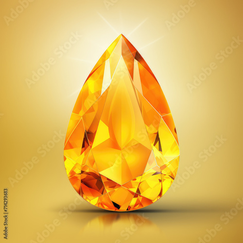 Yellow color precious stone diamond on isolated background photo