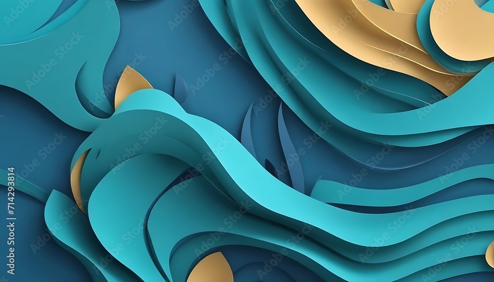 3D abstract background with paper cut shapes. Vector design layout for business presentations, flyers, posters and invitations. Blue carving art
