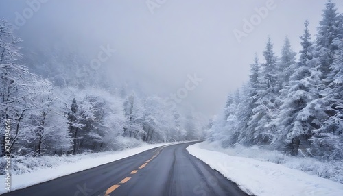 Beautiful view of the snowy road in winter © Antonio Giordano