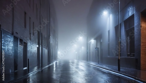 City wet road or alley in a misty night © Antonio Giordano