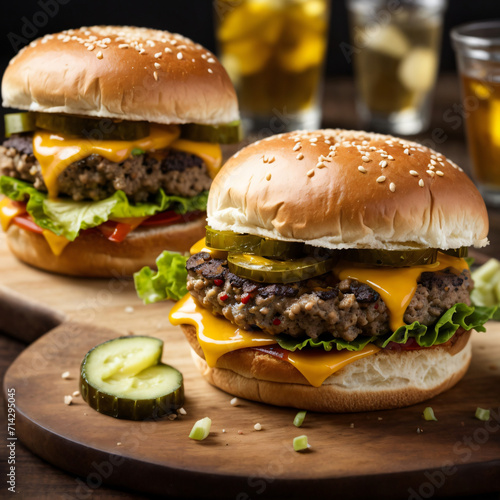 Classic American Cheeseburger Sliders - Juicy Mini Burgers with Tangy Pickles