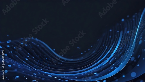 Dark blue dots in 3D perspective vector abstract background, multimedia internet information theme, wave stream of science technology or business blank template for ads.