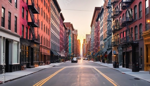 Empty street at sunset time in soho district, New York © Antonio Giordano