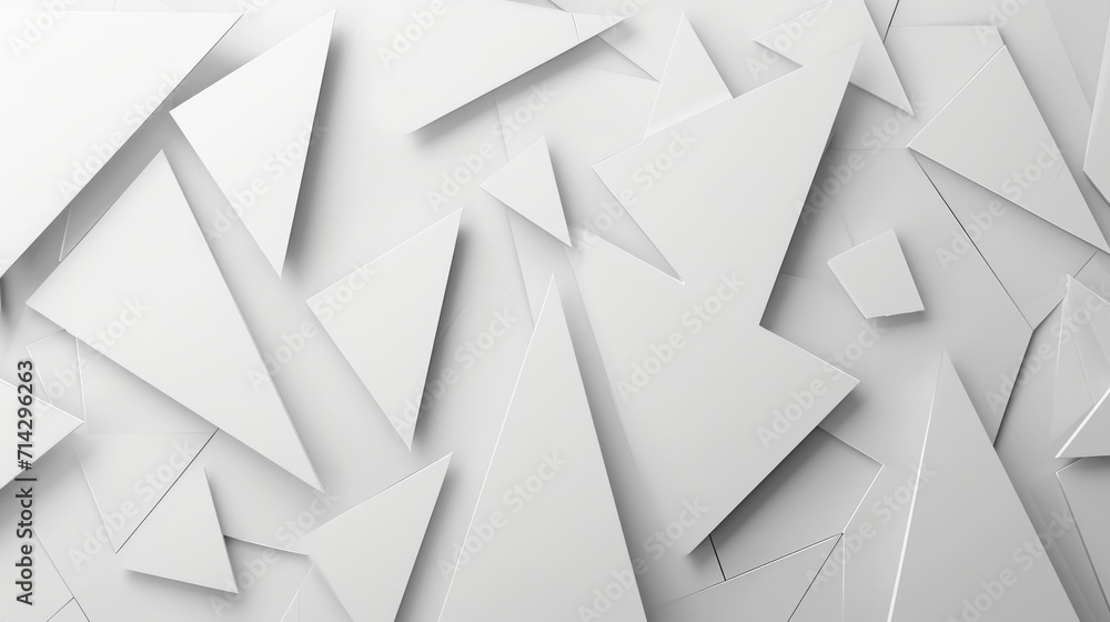 3D white geometric abstract background overlap layer on bright space with rounded triangles effect decoration. Graphic design element modern style concept for banner, flyer, card, cover, or brochure  - obrazy, fototapety, plakaty 
