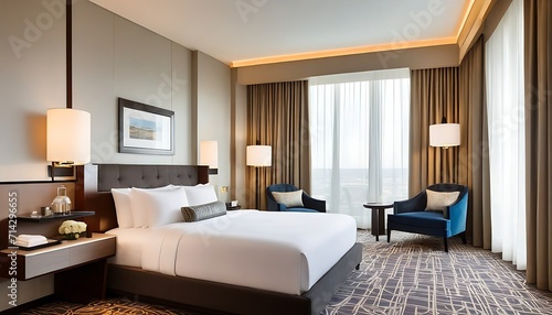 Wallpaper Mural Luxury hotel suite with modern design, comfortable bedding, and elegant decor  Torontodigital.ca