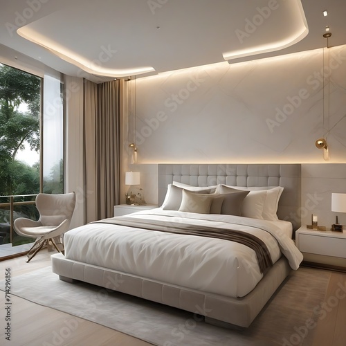 Modern luxury bedroom Comfortable, elegant design for ultimate relaxation indoors