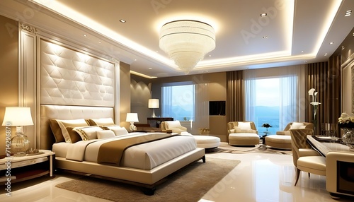 Modern luxury bedroom Comfortable  elegant design for ultimate relaxation indoors