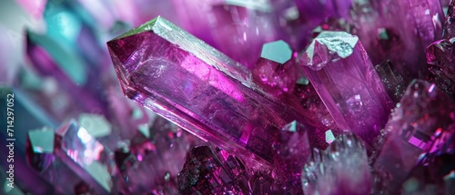 Colorful Splendor. Close Up of a Beautiful and Shiny Tourmaline Crystal, Unveiling its Vibrant Brilliance in a Captivating Background. photo