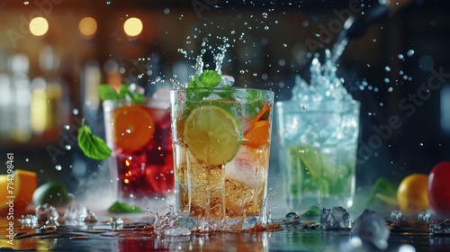 Super slow motion of making various cocktails with camera movement. Filmed on high speed cinema camera with cinebot, 1000 fps.      © Emil
