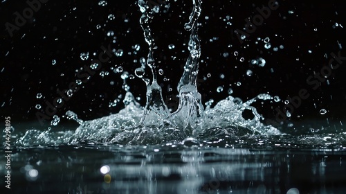 Water spurting out against Black Background, Slow motion 4K      photo
