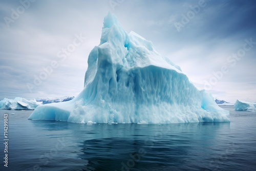 antarctic, blue iceberg floating in the ocean. a block of ice in the water. a cold winter landscape. © MaskaRad