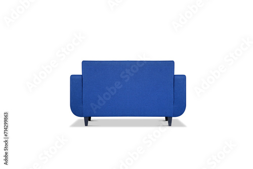 Blue quilted fabric classic sofa isolated on white background. Series of furniture 