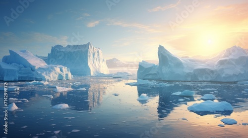 antarctic, blue iceberg floating in the ocean. a block of ice in the water. a cold winter landscape.