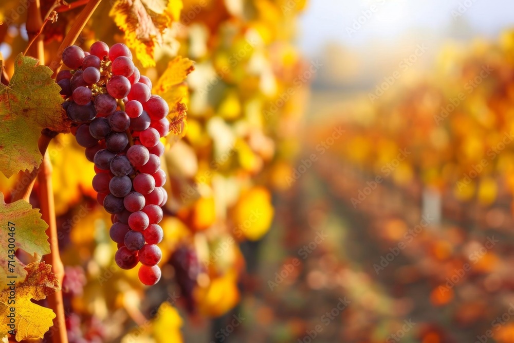 Autumn vineyard with ripe grapes