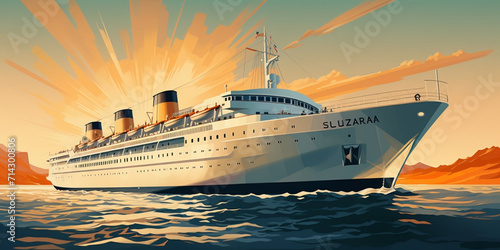 Ship Paintings,Collection by  Slonewland,Matson Lines Luxury Liner Matsonia © Akash