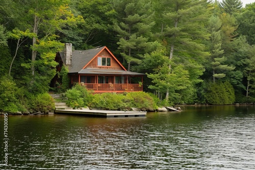 Quaint lakeside cottage with wooden dock
