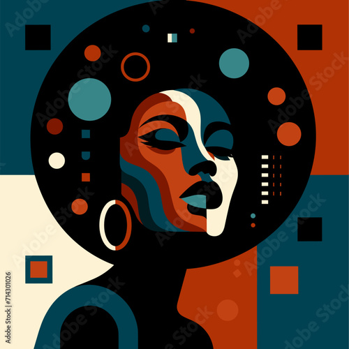 Empowering Black History Month, Abstract Vector Illustration of a Beautiful Black Woman