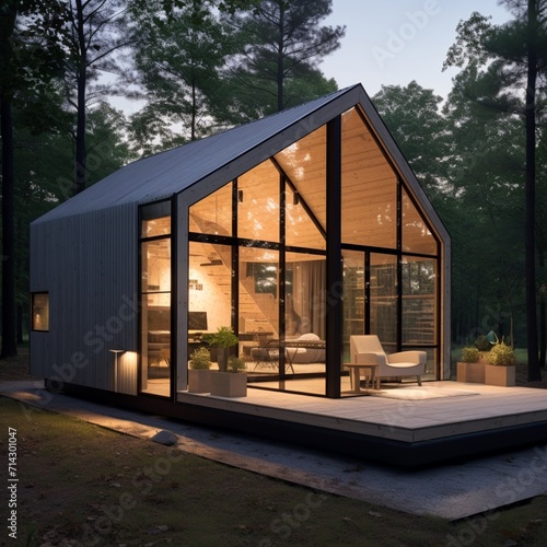 Modern tiny glass house exterior cabin pictures