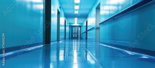 hospital corridor in blue