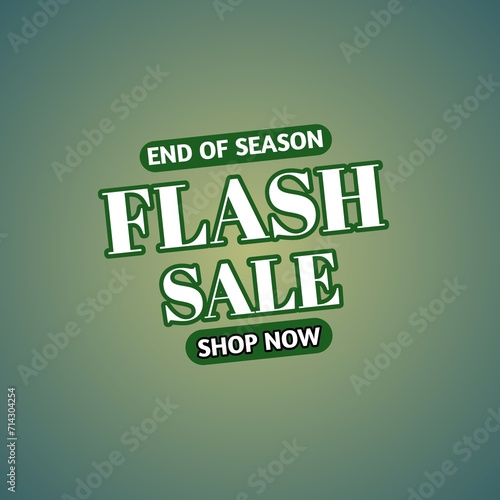 Flash Sale Shopping Poster or banner with Flash icon and 3D text on green background. Flash Sales banner template design for social media and website. Special Offer Flash Sale campaign or promotion.