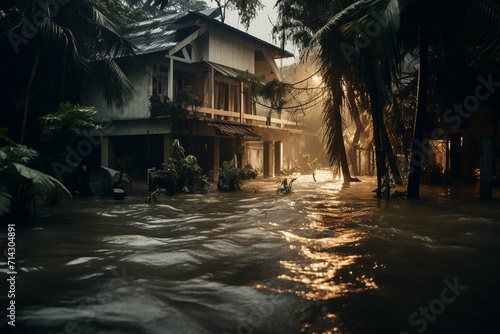  A severe tropical storm with heavy rainfall caused a major flooding, and the floodwaters inundated houses. The inclement weather resulted in the flooding