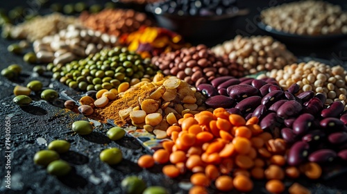 A creative and detailed representation of a nutrition puzzle made from different types of legumes
