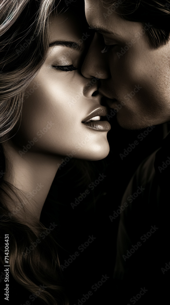 Man and woman. Tenderness and love. Black and white. Minimalism. Close-up. Man and woman. Tenderness and love. Black and white. Minimalism. Close-up.