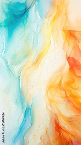 an abstract vertical background of a fluid blue, orange watercolor