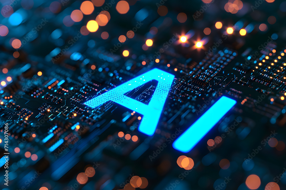 Technology Revolution: Glowing AI Typography - Generative AI Technology Revolution: Glowing AI Typography - Generative AI
