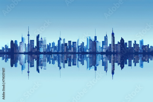 illustration of a city with its skyline reflected