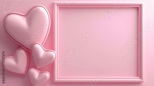 pink Valentine's day frame background with copy space