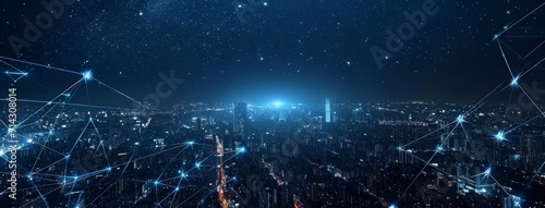 global urban city light up in the night city animation