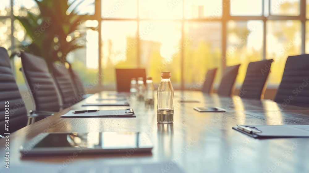 Conference Table With Tablet for CEO Boardroom Meeting in Business Generative AI Conference Table With Tablet for CEO Boardroom Meeting in Business Generative AI