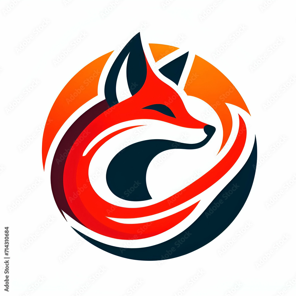 Obraz premium color silhouette fox logo isolated on white background
