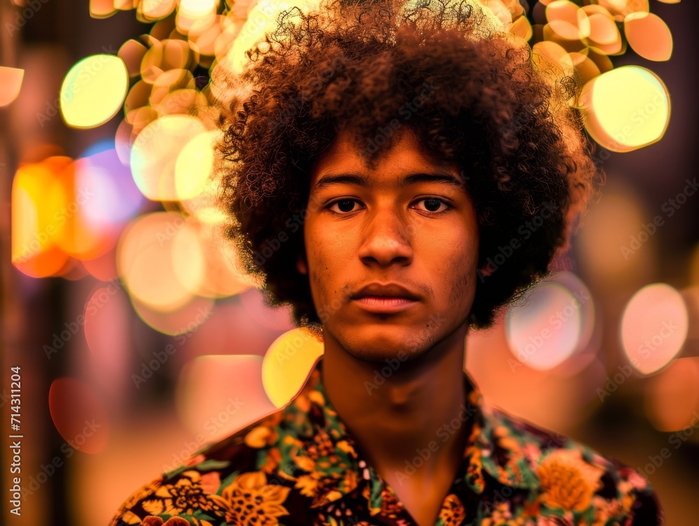 Photorealistic Adult Black Man with Brown Curly Hair vintage Illustration. Portrait of a person in 1960s era aesthetics. Mod fashion. Historic photo Ai Generated Horizontal Illustration. Photorealistic Adult Black Man with Brown Curly Hair vintage Illustration. Portrait of a person in 1960s era aesthetics. Mod fashion. Historic photo Ai Generated Horizontal Illustration.